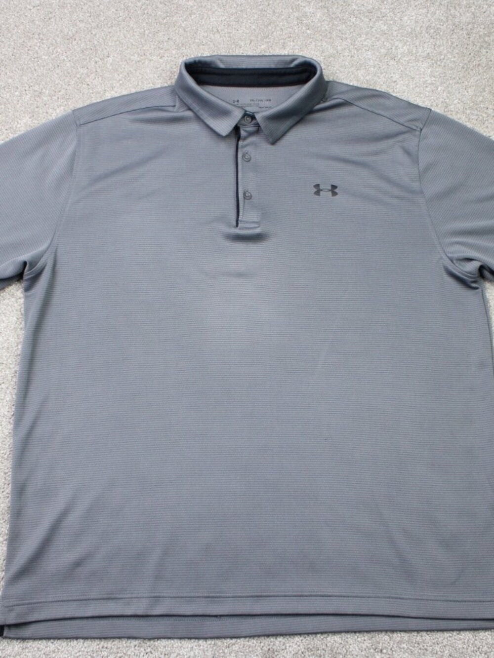 Under Armour Tech Polo Shirt Men 2XL XXL Gray UA Loose Fit Heatgear Short Sleeve